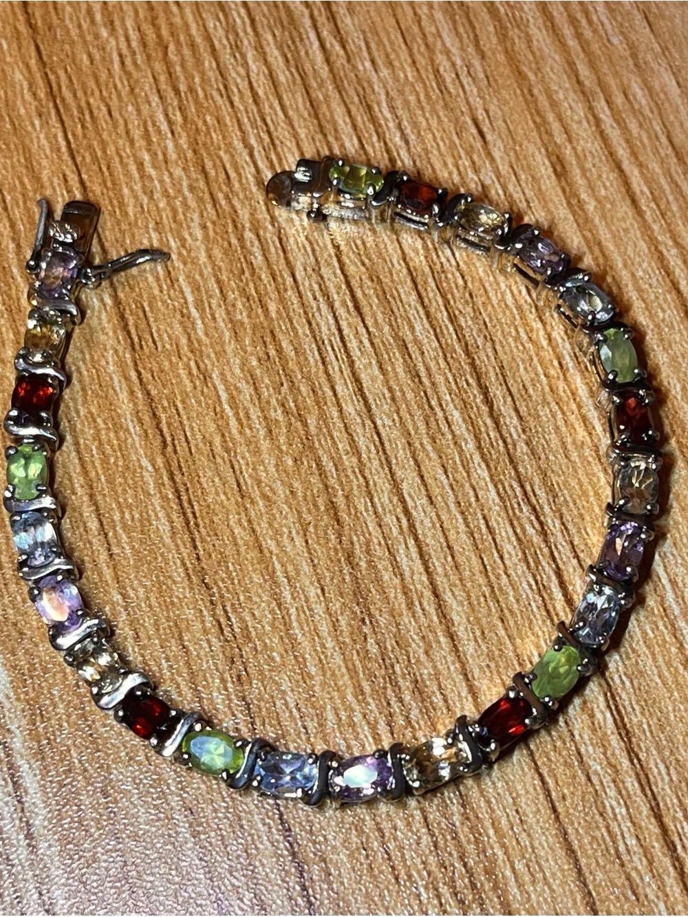 DBJ 925 Silver Multicolor Tennis Bracelet with CZ Gemstones